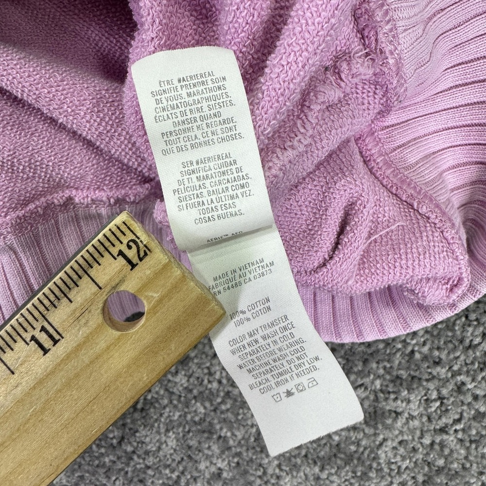 Aerie Hoodie Womens Medium Pink Pullover V Neck Kangaroo Pocket Casual City - Picture 6 of 13